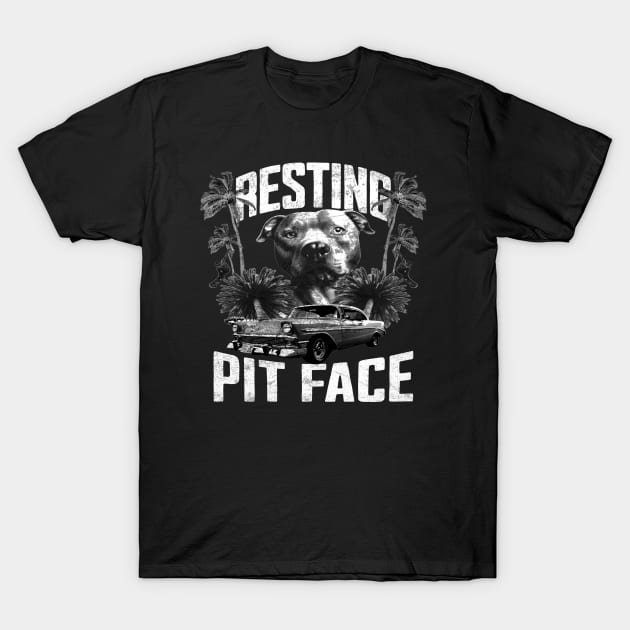 Resting Pit Face Pitbull T-Shirt by Raeus